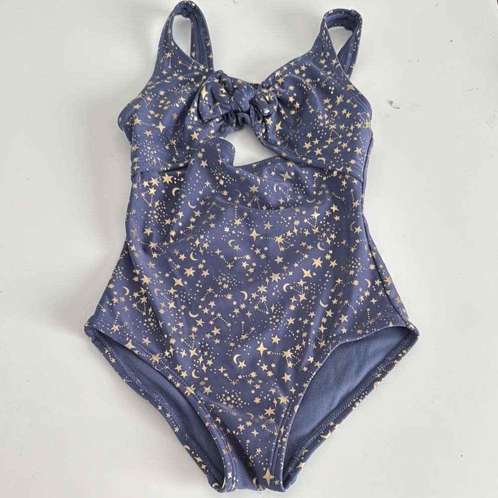 ArtClass starry night girls swimwear. Bow with cut out detail. Size- XS (4-6)
